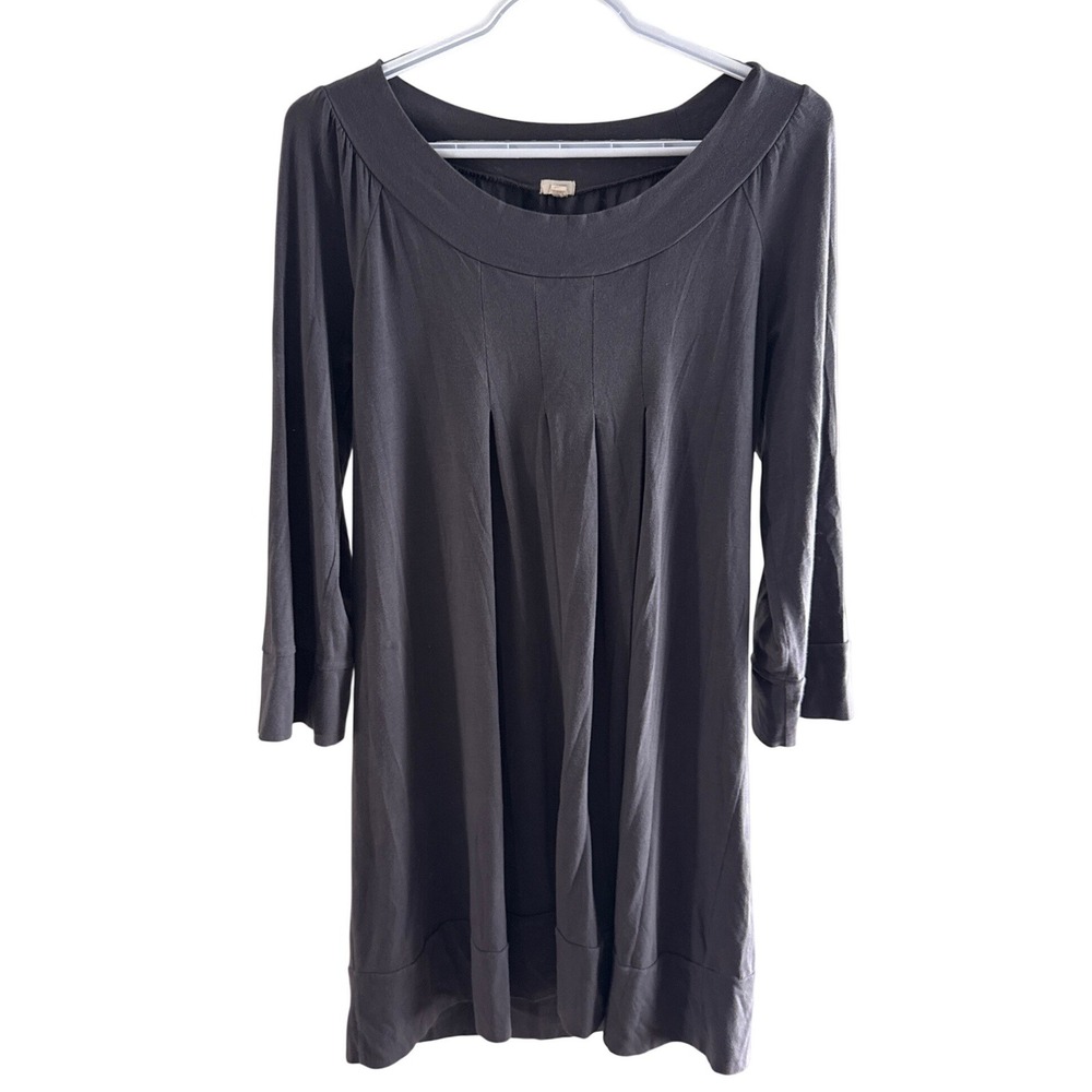 J.Crew Womens Charcoal Gray Pleated Scoop Neck Tunic Top Size M RN77388